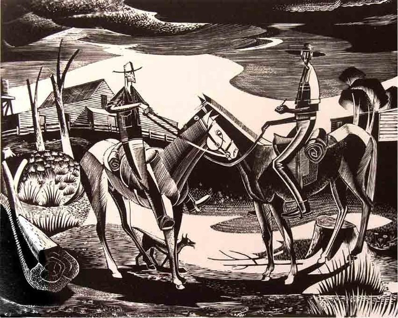 KJ The Drovers perspex engraving 1954